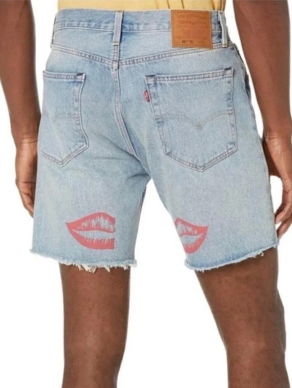 Levis Premium  501 '93 Light Blue Mens Shorts with Yellow & Red Floral Graphic